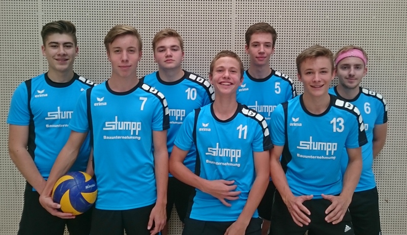 von links nach rechts, Flo, Silas, Simon, Vale, Gabriel, Linus, Vincent; Coach: Hannes Rosenkranz